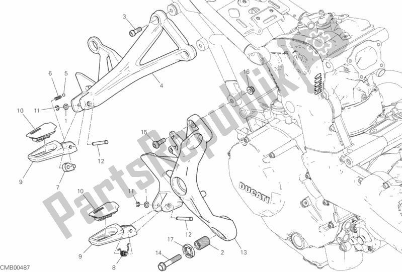 Alle onderdelen voor de Voetsteunen, Juist van de Ducati Monster 1200 S USA 2020